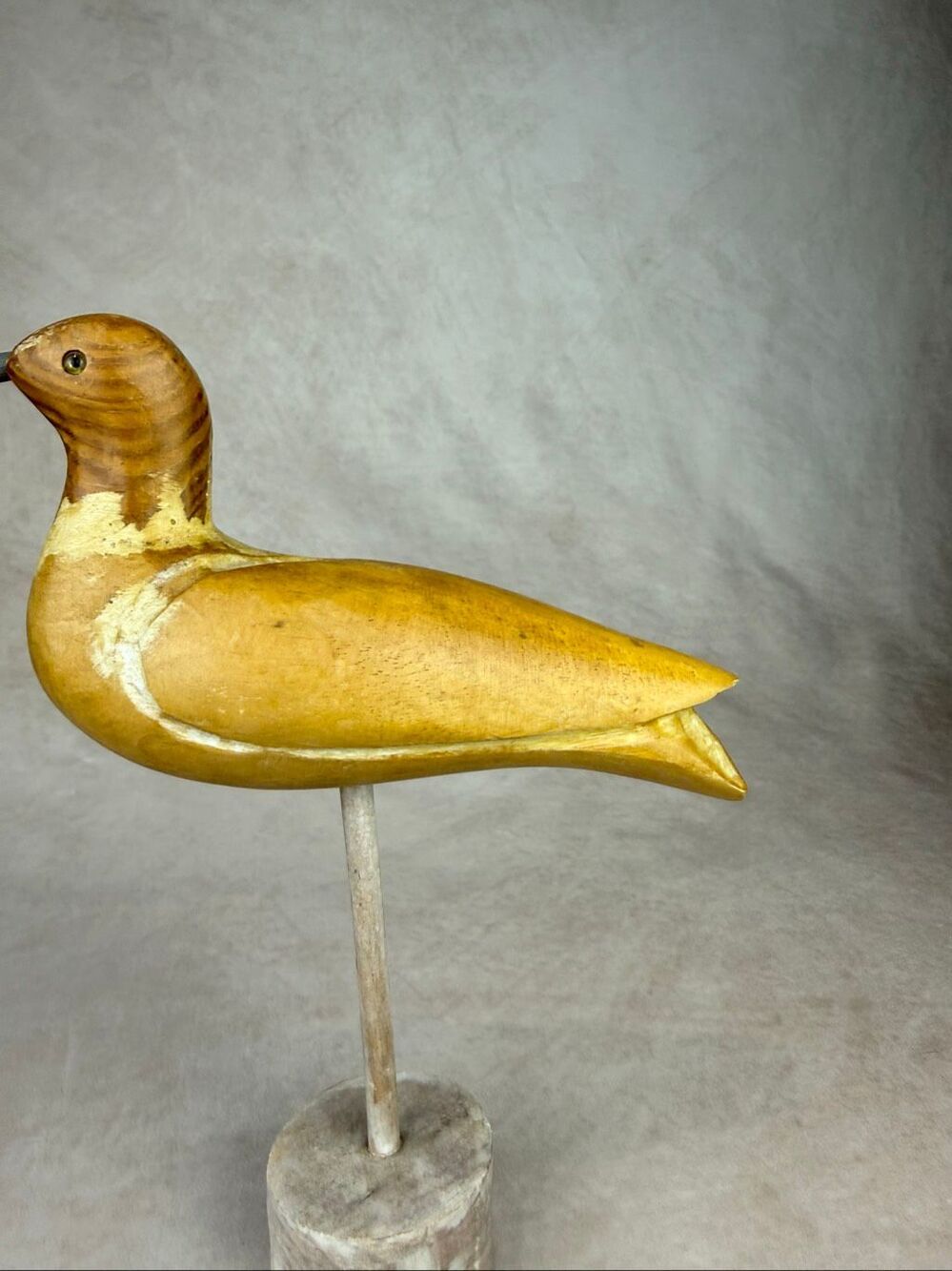 Vintage Wooden Carved Shorebird Decoy Style 8” Folk Art Primitive - Picture 9 of 12